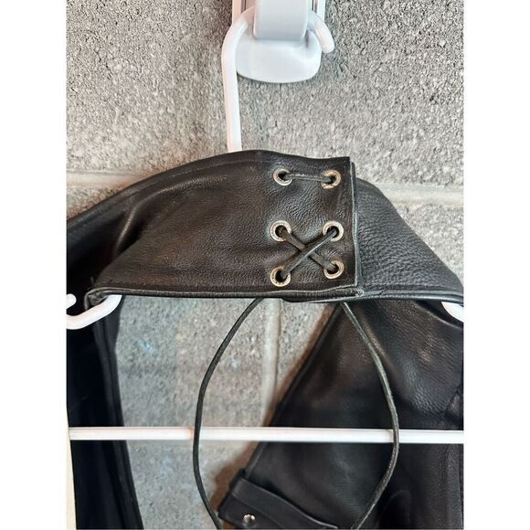 Adjustable Genuine Leather Riding Motorcycle Chaps Black Size 10 NWT - Picture 6 of 7